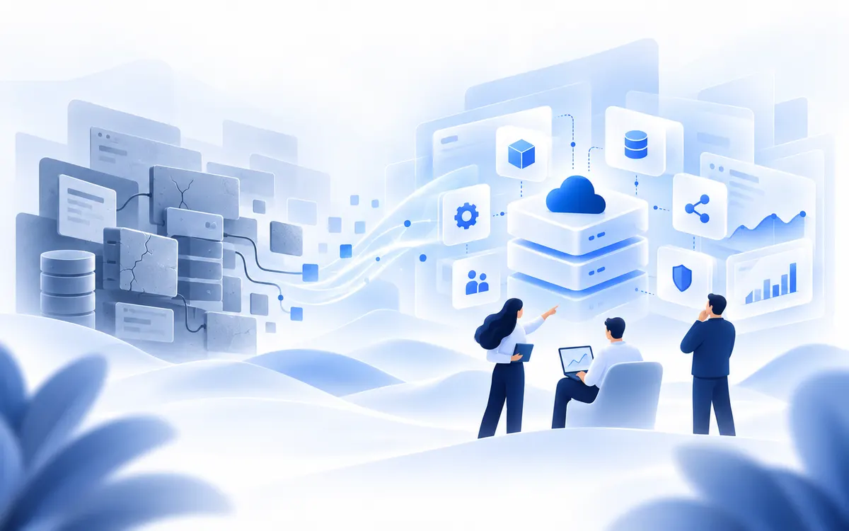 Software modernization signs in scaling B2B SaaS platforms illustration