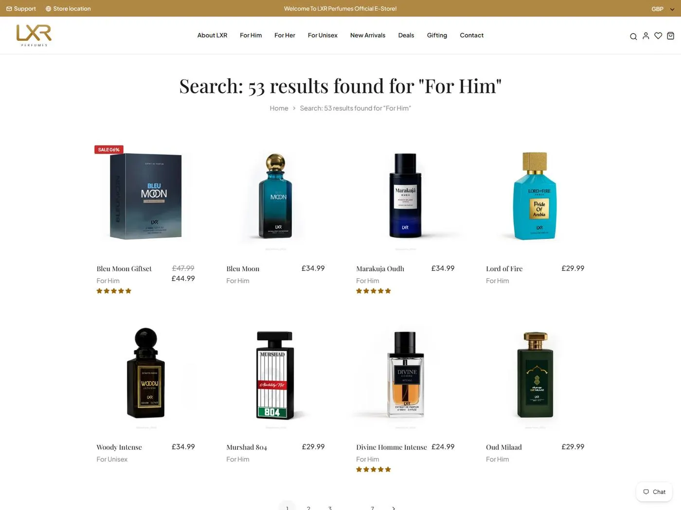 LXR Perfumes — Search experience