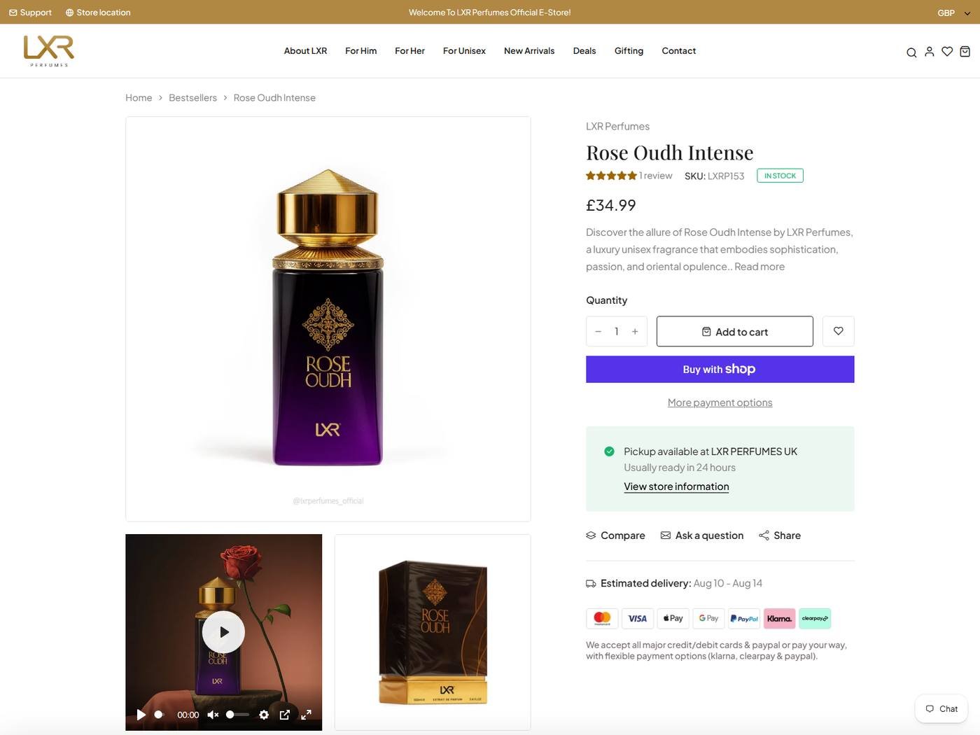 LXR Perfumes evidence thumbnail - Rose Oudh product page