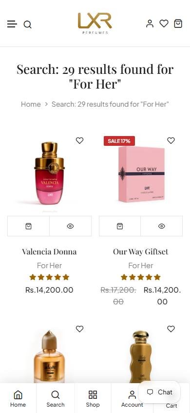 LXR Perfumes product experience - 013 Search Type Product Options Fields Title Vendor Product Type Variants