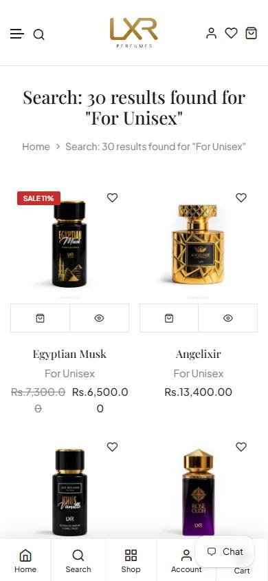 LXR Perfumes product experience - 014 Search Type Product Options Fields Title Vendor Product Type Variants