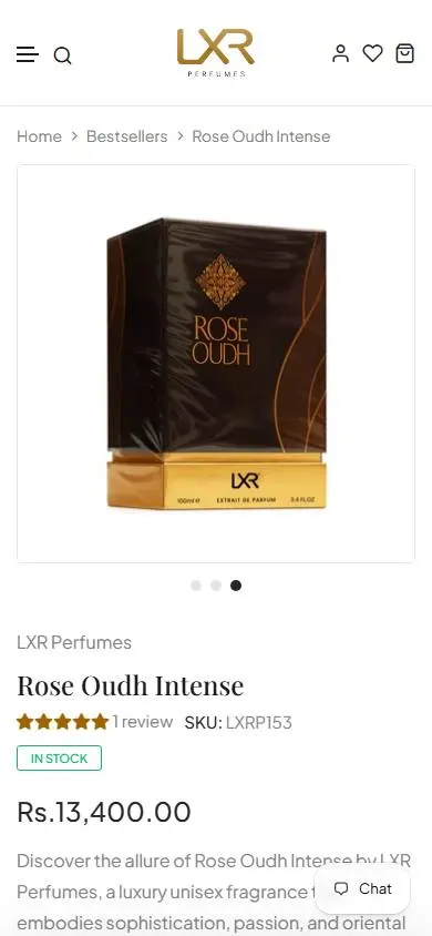 LXR Perfumes — Mobile shopping