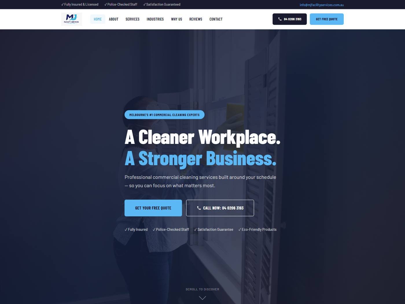 MJ Facility Services evidence thumbnail - Homepage