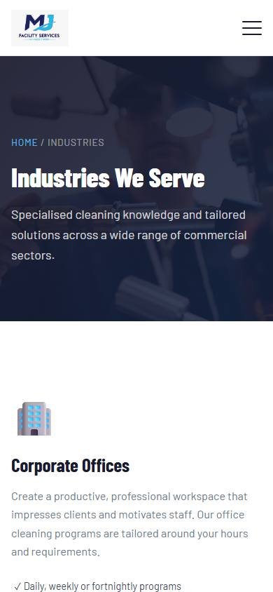 MJ Facility Services product experience - 005 Pages Industries Php Mobile