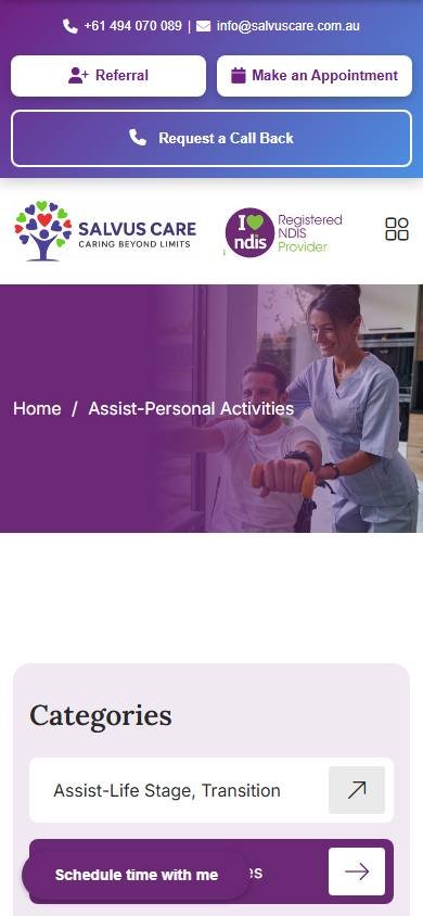 Salvus Care product experience - 008 Service D Personal Activities Php Mobile