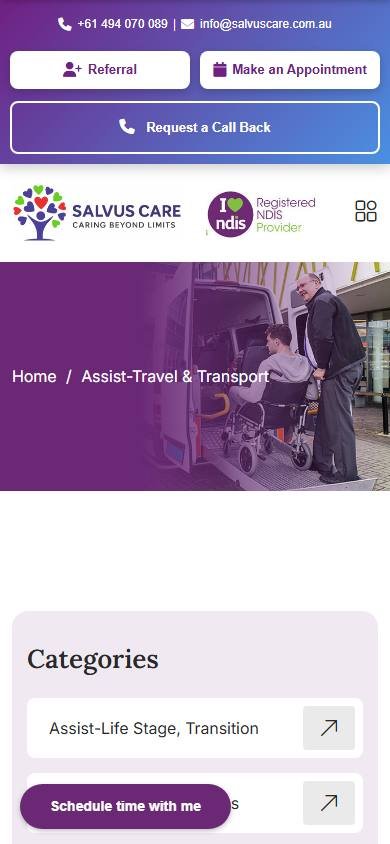 Salvus Care product experience - 009 Service D Travel Transport Php Mobile