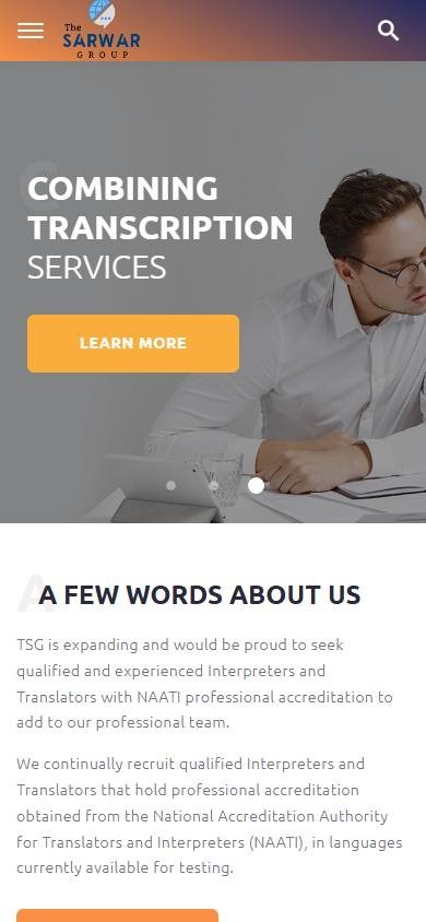 The Sarwar Group - Mobile homepage