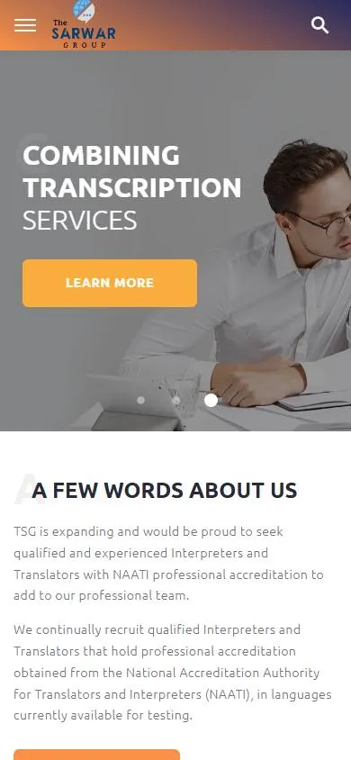 The Sarwar Group — Mobile homepage
