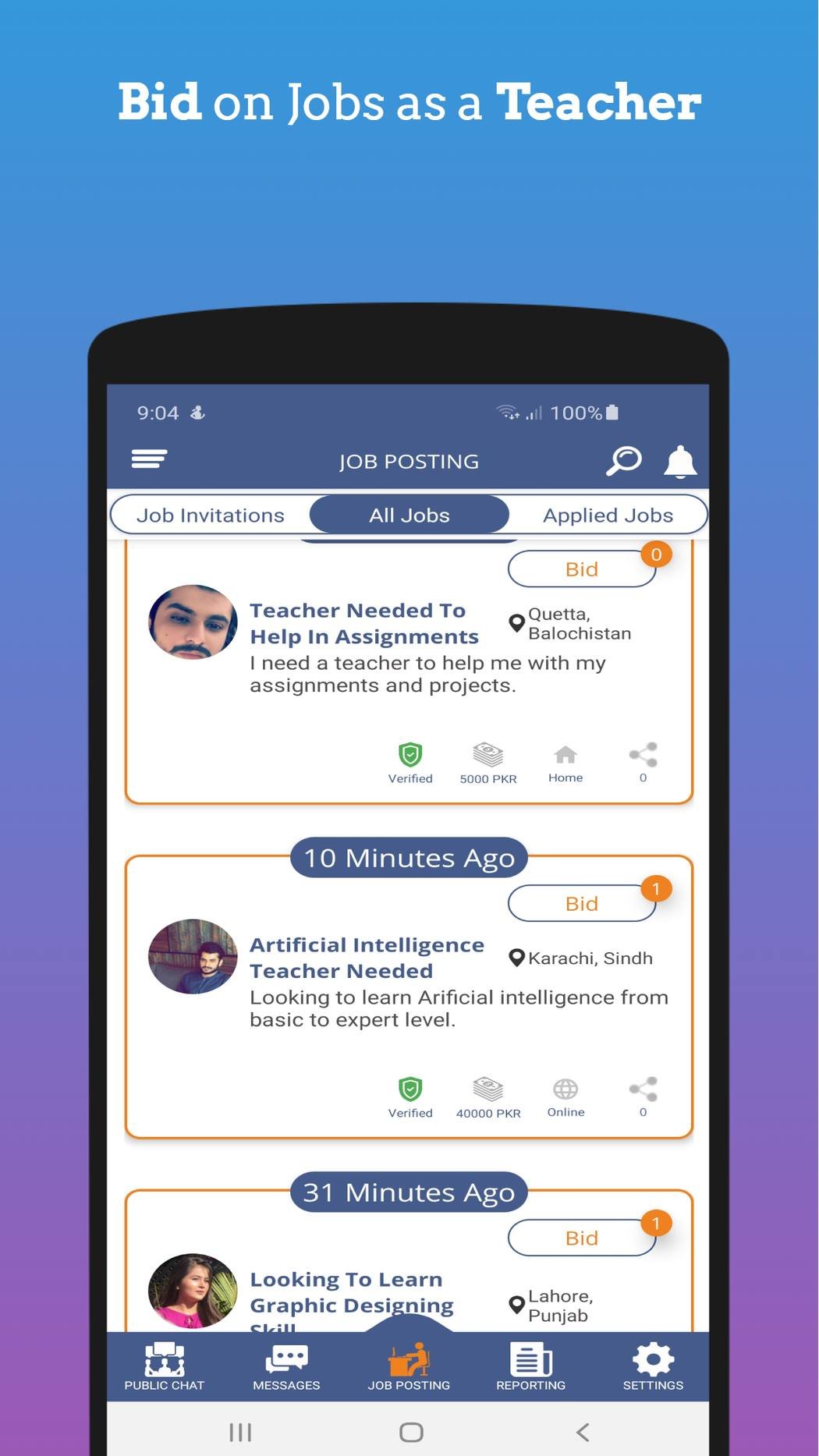 ChatTeach evidence thumbnail - Teacher bid