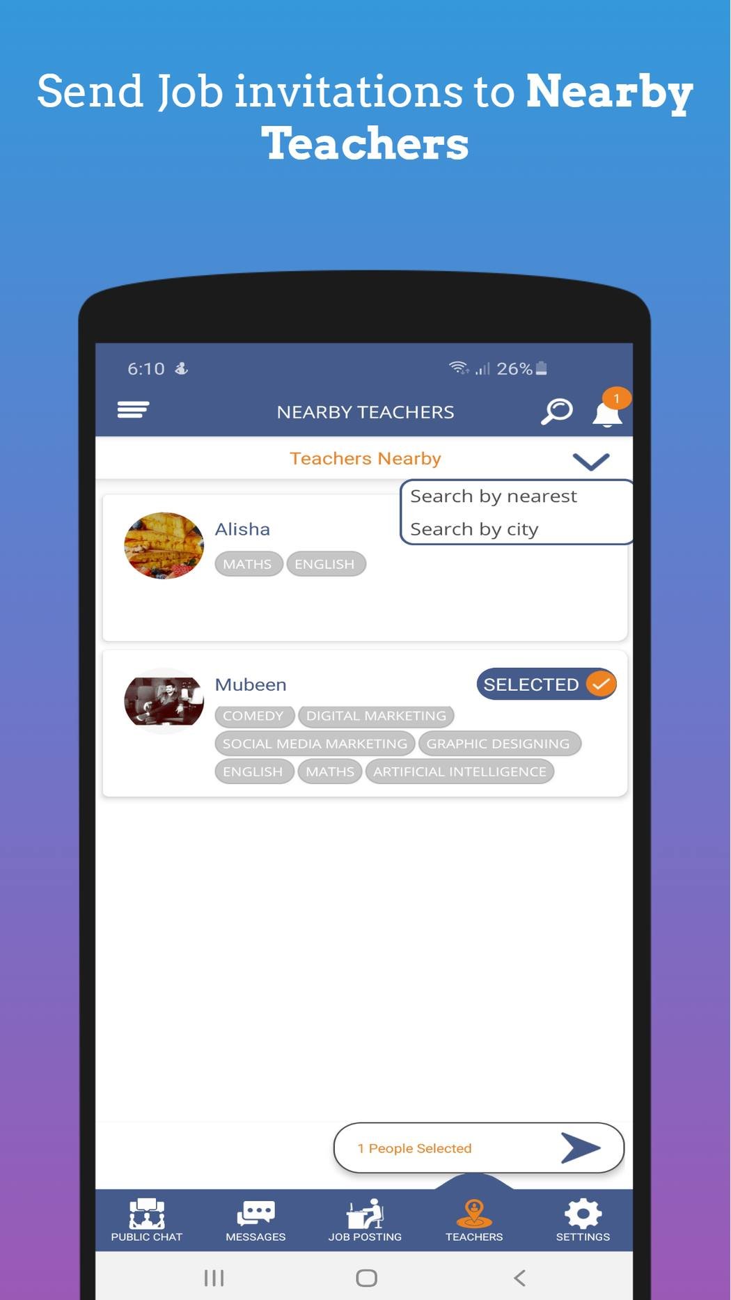 ChatTeach product experience - Job Invitation