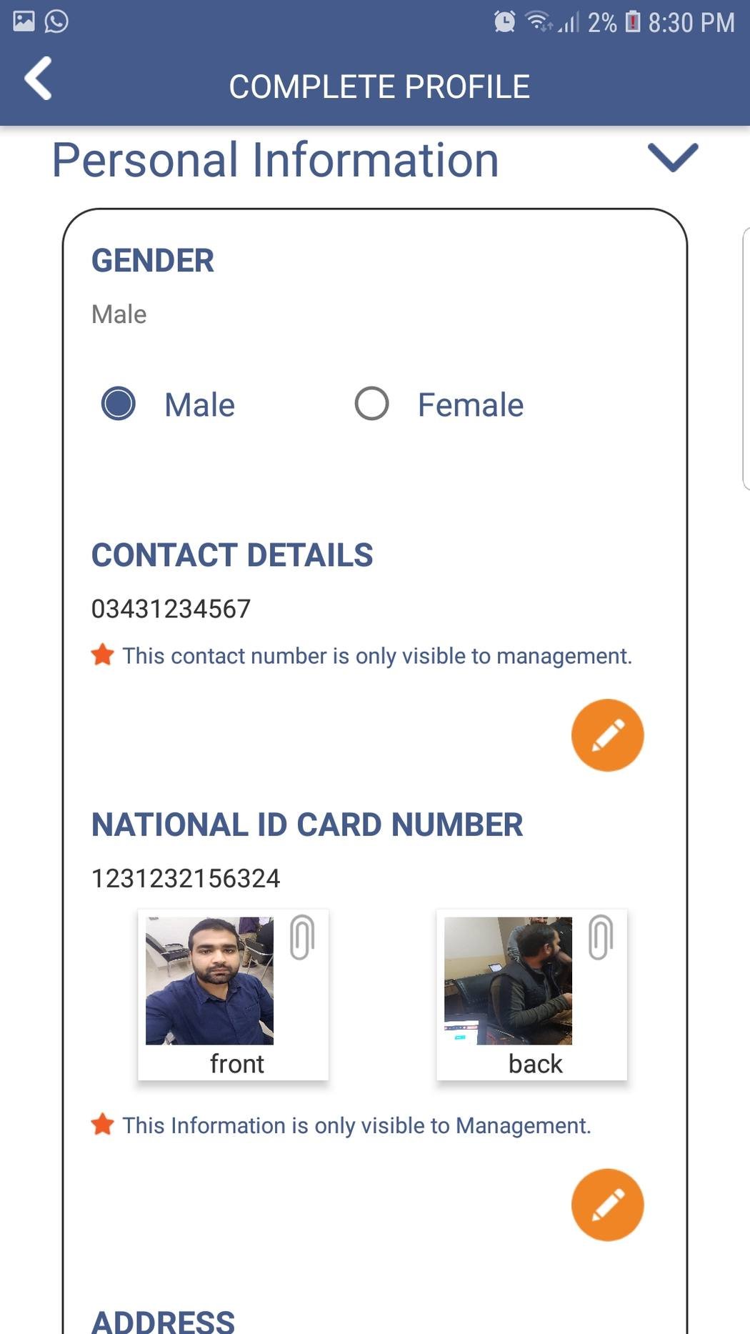 ChatTeach product experience - Personal Info