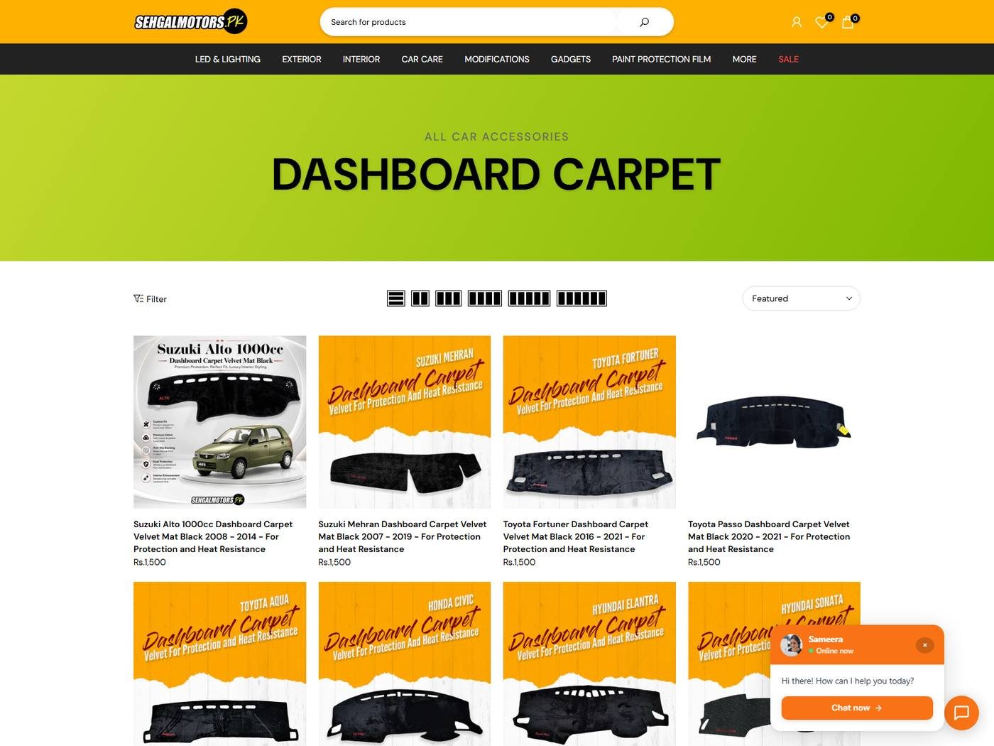 Sehgal Motors product experience - 046 Collections Dashboard Carpet