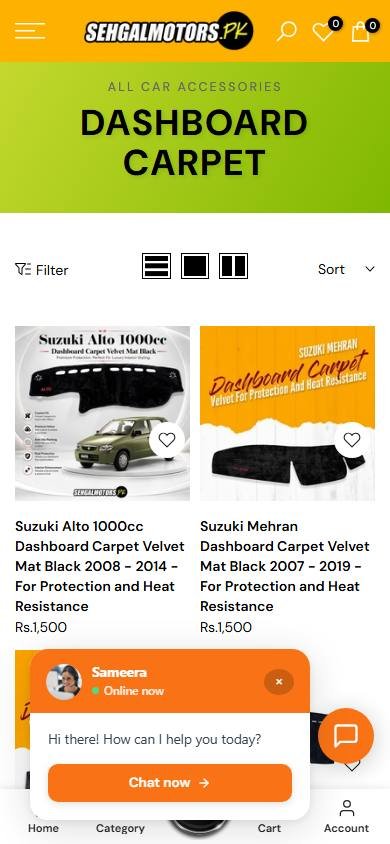 Sehgal Motors product experience - 046 Collections Dashboard Carpet Mobile