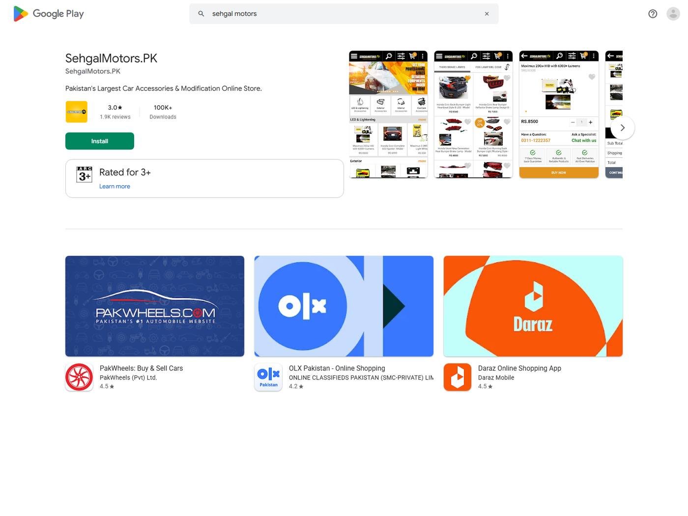 Sehgal Motors evidence thumbnail - Android app